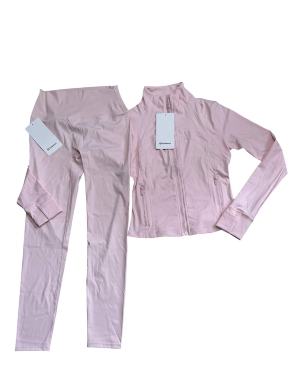 Lululemon Pink Zip-Up Jacket & High-Waist Leggings Set
